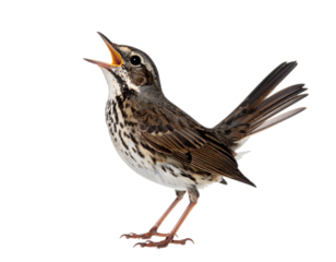 Singing Bird with Open Beak on Isolated Background
