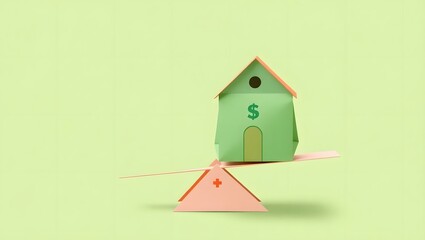 A whimsical cartoon birdhouse illustration with a window and roof, a perfect symbol for a cozy residential home