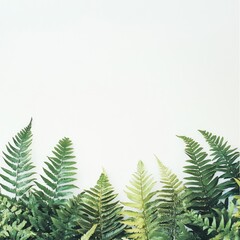 Lush green fern leaves create a vibrant, natural background of foliage, perfect for a fresh forest-inspired design