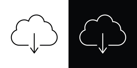Download from Cloud icon. Minimalist vector design. Editable stroke. EPS10