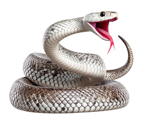 Fototapeta premium Realistic White Snake with Open Mouth and Flicking Tongue