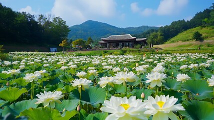 snowy tulip field in winter with mountains in the background