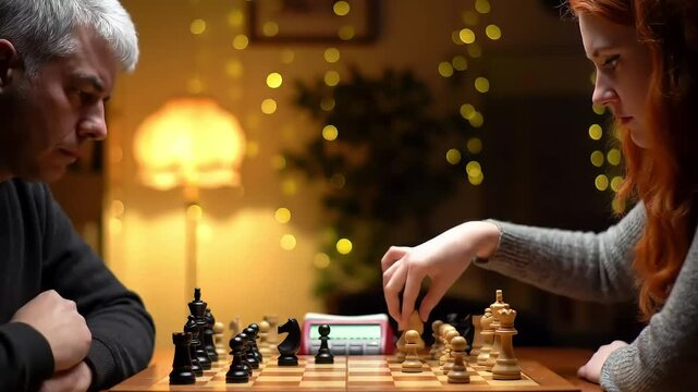 Chess Match Strategy & Focus in Play