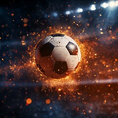 Soccer ball in the fire Abstract background.