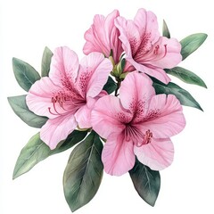 Light pink rhododendron flower isolated on white background.