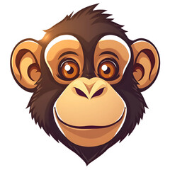 Obraz premium Monkey head logo, light falling on it from above making it more visible and attractive, close-up, transparent background