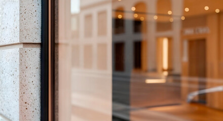 Architectural Detail: Speckled Wall and Blurred Interior Reflection