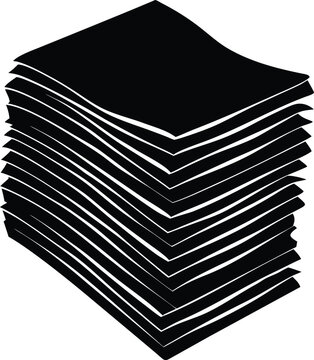 black silhouette a paper stack on white background.eps