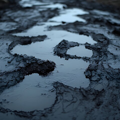 Obraz premium Puddle reflections in muddy ground