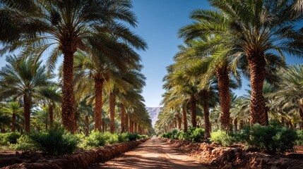Obraz premium Date Palm Plantation - Desert Agriculture Landscape