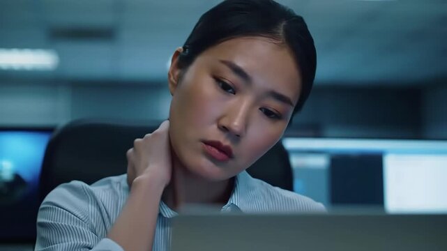 Overworked Late Night At The Office and Stressed Employee