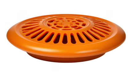 Orange circular ventilation grate isolated on transparent background