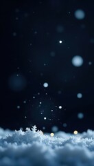 Fototapeta premium Delicate snowflakes falling against a pure black backdrop , powder, snow