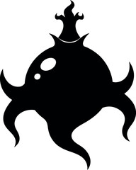 Funky undersea form black silhouette unique organic shapes with artistic flow