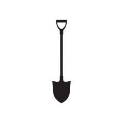 Shovel silhouette vector flat illustration on white background.