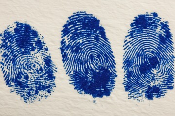 Unique blue ink fingerprints arranged neatly on textured paper symbolizing individuality and identification showcasing the significance of personal identity in modern society