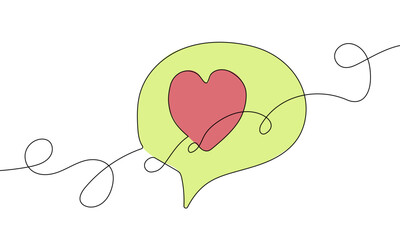 Heart Inside Speech Bubble in Continuous Line Style
