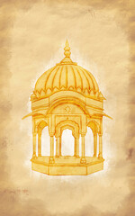  Sketch Of Dome Ancient chhatri Rajasthan 