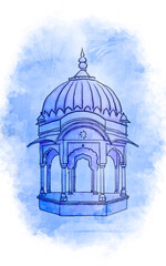 hand painted Ancient chhatri architecture Rajasthan 
