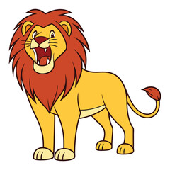 Roaring lion cartoo on white background
