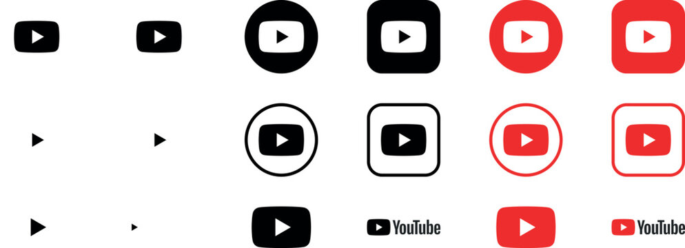 YouTube logo icon set vector