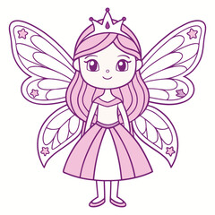 Fairy princess with wings on white background