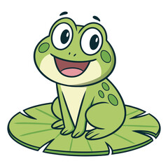 Happy frog on lily pad on white background