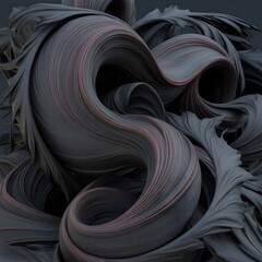Dynamic 3D Render of Flowing, Sculptural Forms with Subtle Color Accents