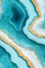 Fototapeta premium 2. agate slice in vivid turquoise and cream, organic layered rock structure, gemstone texture background