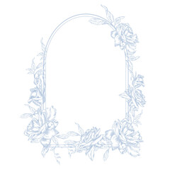 Vintage Toile de Jouy card with Blue flowers and Swallows.