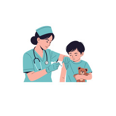 Child Vaccination Healthcare Professional Administering Immunization to Young Boy