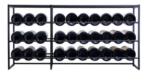 Bottles stored on rack on transparent png background