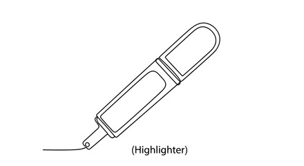 Fototapeta premium Simple line drawing of a highlighter pen in minimalist style 