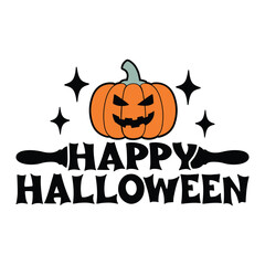  Happy Halloween with Jack-o'-Lantern and Stars