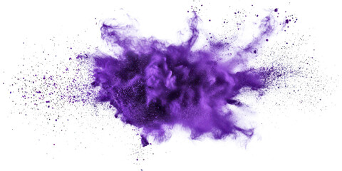 Purple powder explosion effect on transparent png background