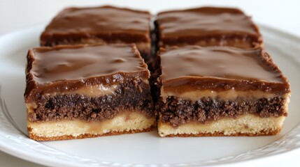 Chocolate fudge brownies close up