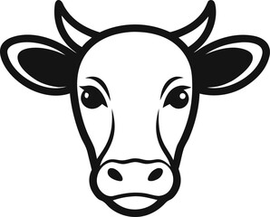 Cow Head Farm Animal Icon Line Art Vector Illustration
