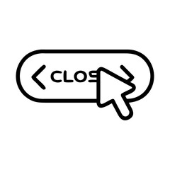 Vector line icon of a cursor arrow clicking a close button. User interface element for website navigation and app design. Isolated black and white graphic for closing a window or pop-up.