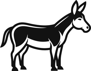 Donkey Side View Farm Animal Icon Line Art Vector