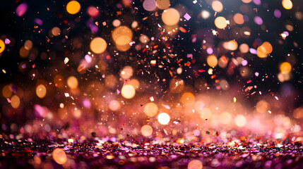 Blurred image of a large crowd of people at a concert or event with bright bokeh lights in the foreground.