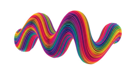 Obraz premium Colorful wavy abstract shape isolated on transparent background