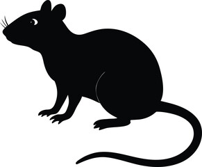 Obraz premium black silhouette a rat on white background.eps