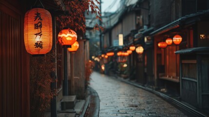 Authentic Japanese Street at Nightfall