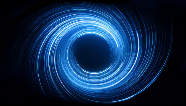 blue light trails rotating forming a circle on dark background