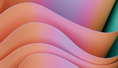 abstract curvy shape against the colourful background. Iridescent futuristic template