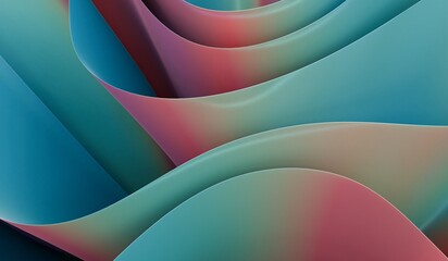 abstract curvy shape against the colourful background. Iridescent futuristic template