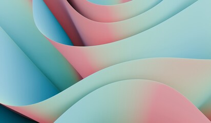 abstract curvy shape against the colourful background. Iridescent futuristic template