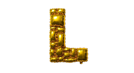 Golden letter l balloon isolated on transparent background