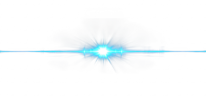 Bright blue light burst effect on transparent png background