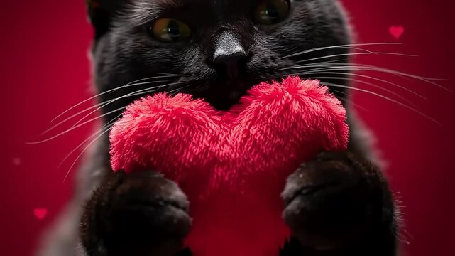 Black Cat & Heart Purrfect Love for Valentine's Day - Powered by Adobe